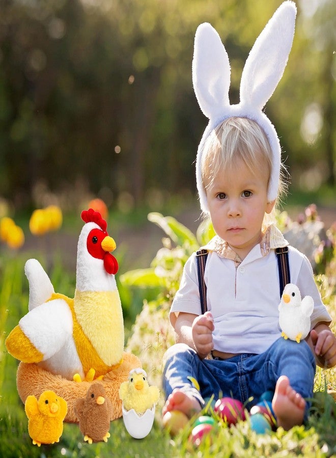 سكايليتي مجموعة ألعاب دجاجة سكايليتي المحشوة للأطفال، دجاجة تبيض بيضاً مع بطن بسحاب، بيت دجاج، وصيصان صغيرة، مثالية لمستلزمات حفلات عيد الفصح (بتصميم مرح). - Image 5